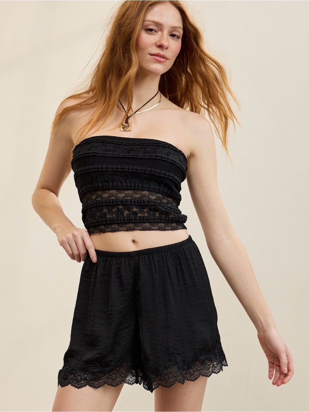 Aerie Black Lace Trim Boxer Shorts - Picture 4 of 4